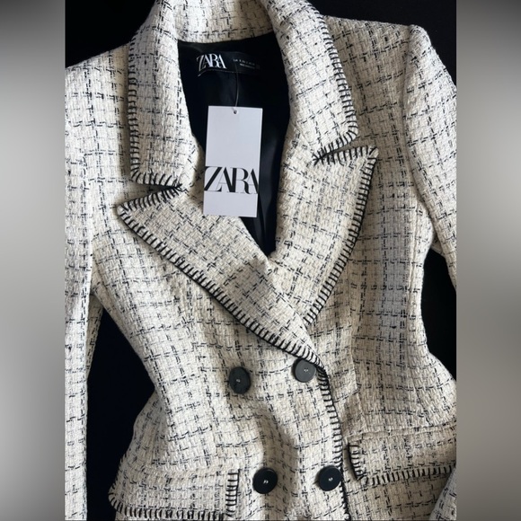 Zara Women's Cream Tweed Blazer - Picture 6 of 11